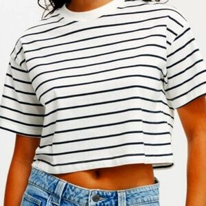 Abercrombis & Fitch Striped Navy & White Women's Crop Top, Size Large